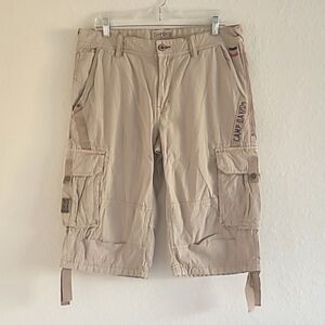 Camp David Cargo Shorts. Sz Large.  34" Waist, 16" Inseam Khaki 💯Cotton